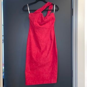 Lovers + Friends suede Midi Cocktail dress red